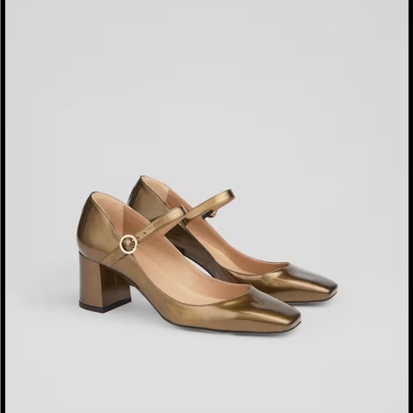 LK Bennett Gold Mary Jane Block Heels Size 37 US 7 NWOB - Picture 9 of 9
